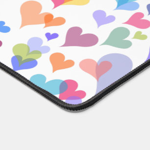   Cute & Colorful Pastel Heart Pattern Girly Kawaï Desk Mat