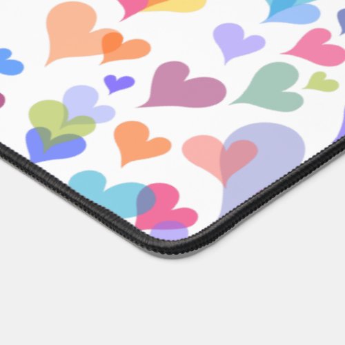   Cute  Colorful Pastel Heart Pattern Girly Kawa Desk Mat