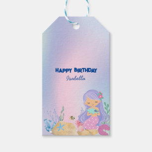 Cute colorful pastel mermaid Rainbow Birthday Gift Tags