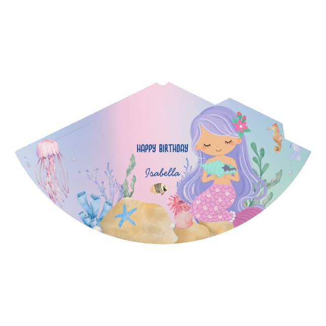 Cute colorful pastel mermaid Rainbow Birthday  Party Hat (Front)