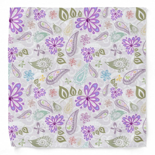 Cute colorful pastel paisley patterns bandana (Front)