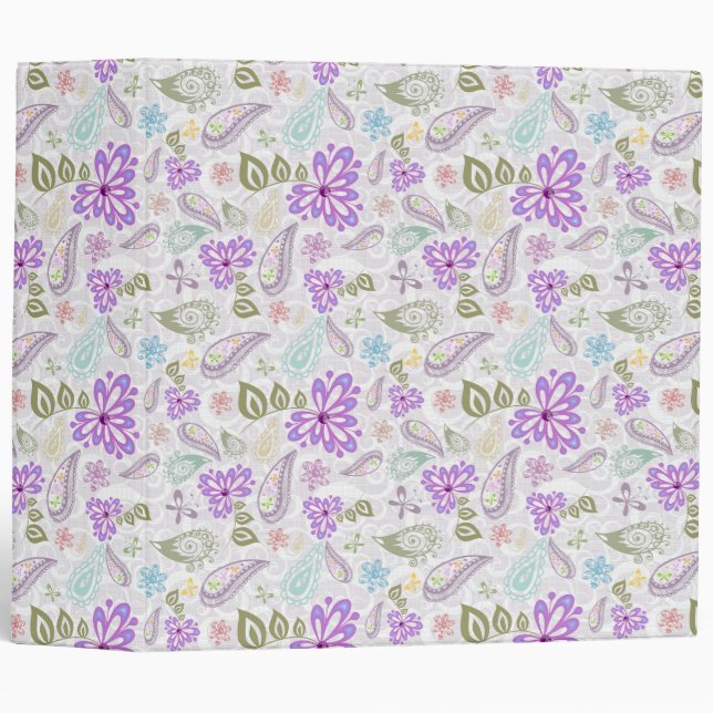 Cute colorful pastel paisley patterns binder (Front/Spine)
