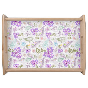 Cute colorful pastel paisley patterns serving tray