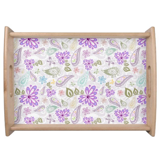 Cute colorful pastel paisley patterns serving tray (Front)