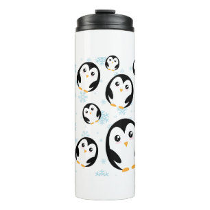 Cute colorful pastel penguin gradient pattern thermal tumbler