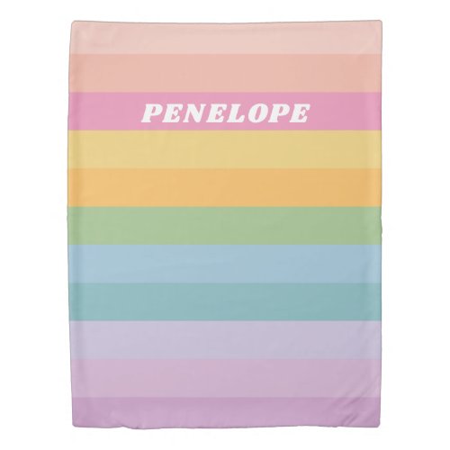 Cute Colorful Pastel Rainbow Striped Customizable Duvet Cover