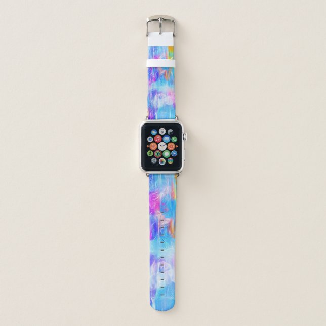 Cute, Colorful, Pastel, Watercolor Apple Watch Band (Front)
