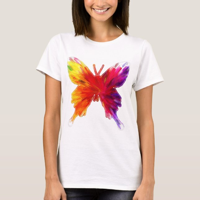 Cute Colorful Patterned Butterfly T-Shirt (Front)