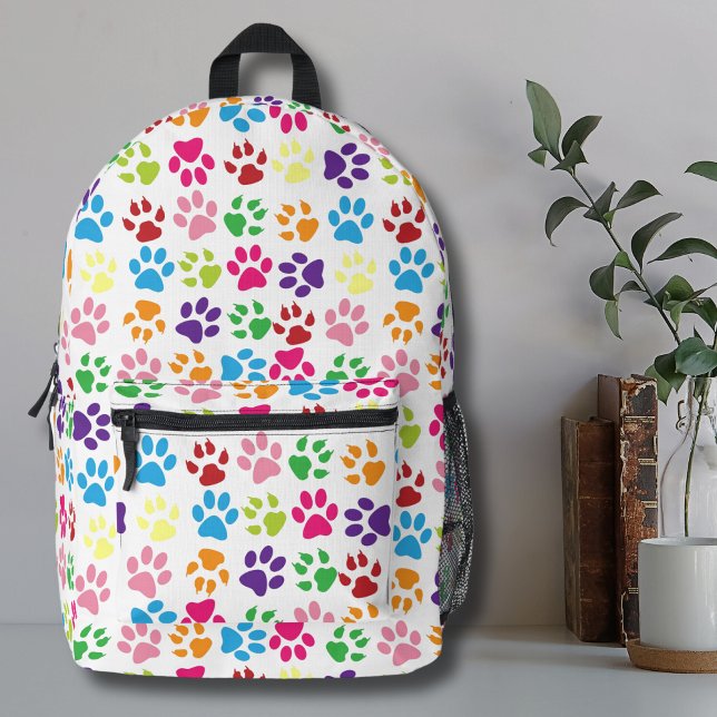 Cute Colorful Paw Pattern Printed Backpack (Cute Simple Colorful Pet Dog Paw Print Pattern Printed Backpack)
