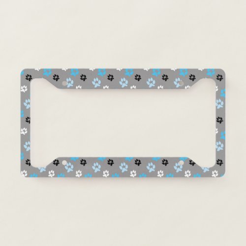 Cute Colorful Paw Prints License Plate Frame