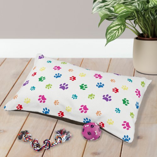 Cute Colorful Paw Prints Pattern Pet Bed