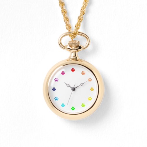 Cute Colorful Paw Prints Watch