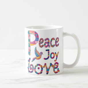 Cute Colorful Peace Love Joy Christmas & Hanukkah Coffee Mug