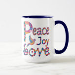 Cute Colorful Peace Love Joy Christmas & Hanukkah  Mug<br><div class="desc">This vibrantly colorful hand-painted design is a perfect way to level up your seasonal holiday gift giving!</div>