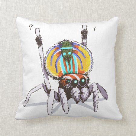 Cute Colorful Peacock Spider Drawing Art Cushion
