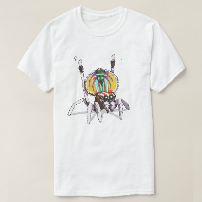 Cute Colorful Peacock Spider Drawing Art Shirt (Design Front)