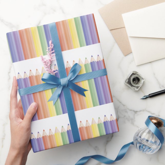 Cute Colorful Pencil Pattern Wrapping Paper (Gifting)
