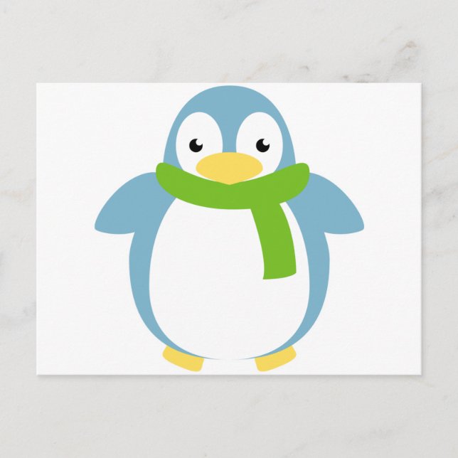 Cute Colorful Penguin in Scarf Postcard (Front)