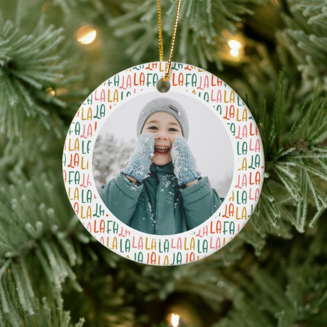 Cute colorful personalized Christmas holiday photo Ceramic Ornament (Tree)
