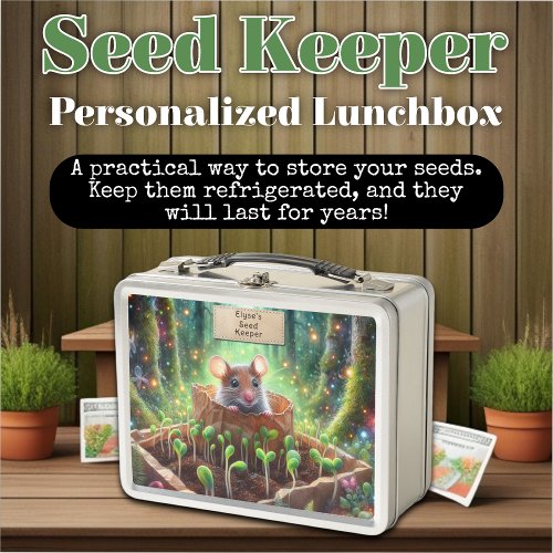 Cute Colorful Personalized Garden Seed Organizer Metal Lunch Box