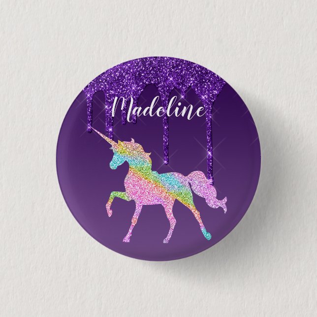 Cute Colorful Personalized Unicorn Button (Front)