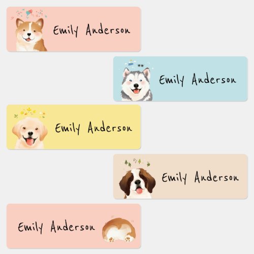 Cute Colorful Pet Dogs Puppy School Daycare Labels