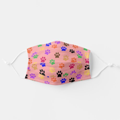 Cute Colorful Pet Print pattern on Coral Adult Cloth Face Mask