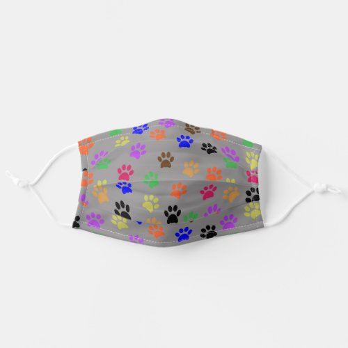 Cute Colorful Pet Print pattern on Grey Adult Cloth Face Mask