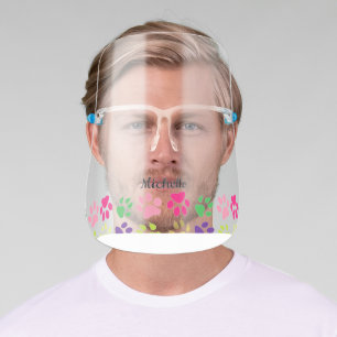 Cute Colorful Pet Print pattern Personalized Name Face Shield