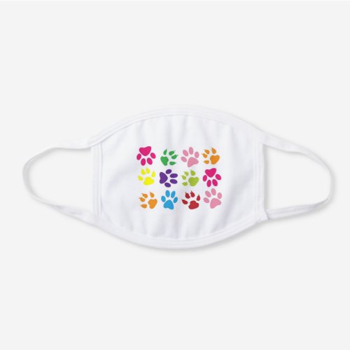 Cute Colorful Pet Print pattern White Cotton Face Mask