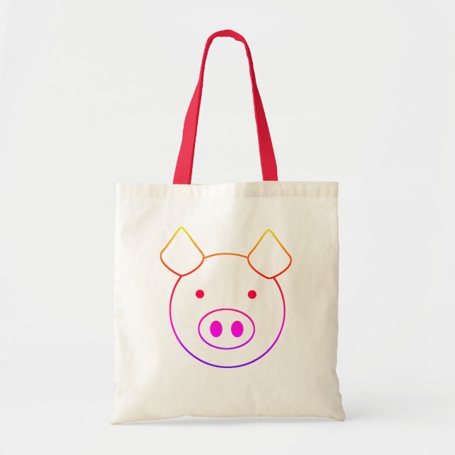 Cute colorful pig tote bag (Front)