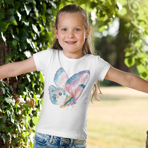 Cute Colorful Pink and Blue Butterfly T_Shirt