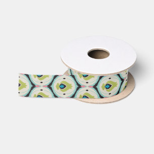 Cute colorful pink green ikat tribal patterns satin ribbon