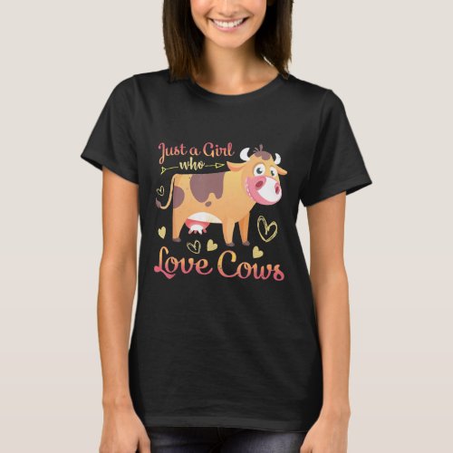 Cute Colorful Pink Hearts Cows Lover T_Shirt