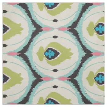 Cute Colorful Pink Mint Ikat Tribal Patterns Fabric by TintAndBeyond at Zazzle