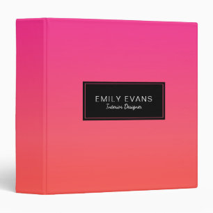 Cute Colorful Pink Orange Gradient 3 Ring Binder