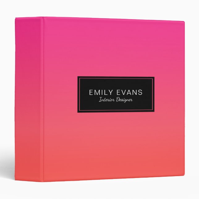 Cute Colorful Pink Orange Gradient 3 Ring Binder (Front/Spine)