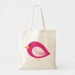 Cute colorful pink quirky birds tote bag
