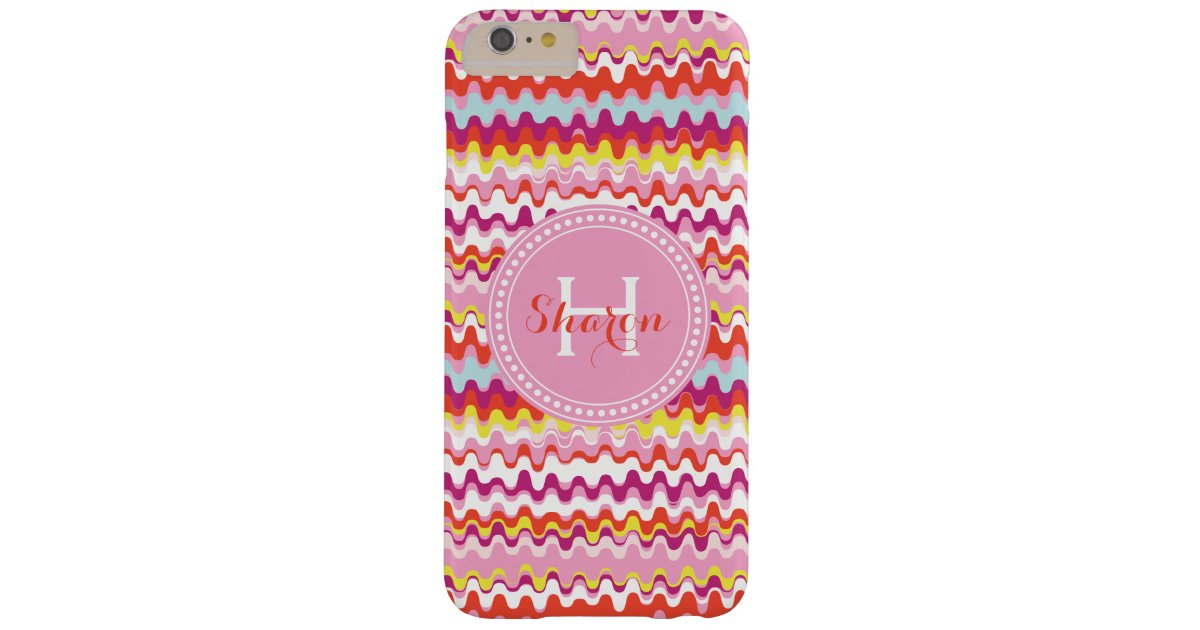 Red and pink monogram phone case