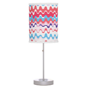 Cute colorful pink red abstract pattern monogram table lamp
