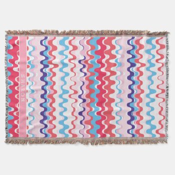Cute Colorful Pink Red Abstract Pattern Monogram Throw Blanket by TintAndBeyond at Zazzle
