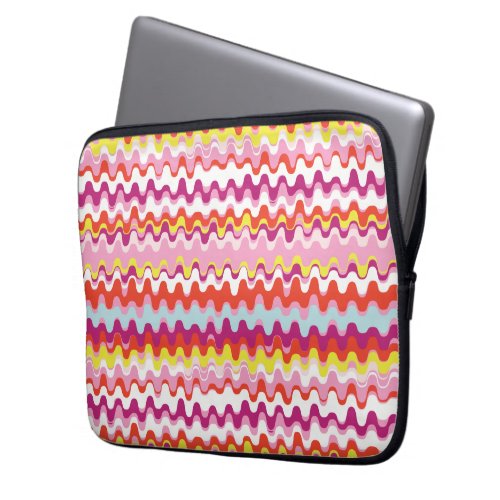 Cute colorful pink red abstract wave pattern laptop sleeve