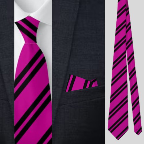 Cute Colorful Pink Stripes Pattern          Neck Tie