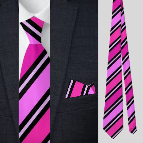 Cute Colorful Pink Stripes Pattern          Neck Tie