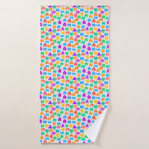 Cute colorful pixelated monsters patterns bath towel