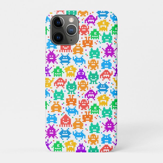 Cute colorful pixelated monsters patterns Case-Mate iPhone case (Back)