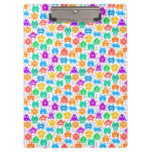 Cute colorful pixelated monsters patterns clipboard