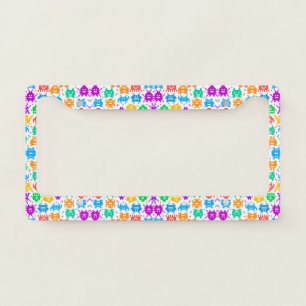Cute colorful pixelated monsters patterns license plate frame