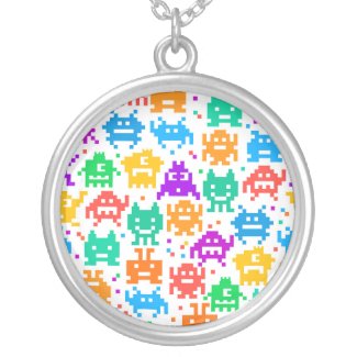 Cute colorful pixelated monsters patterns