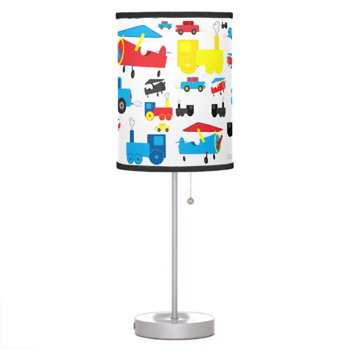 Cute Colorful Planes Trains And Cars, Train Table Lamp